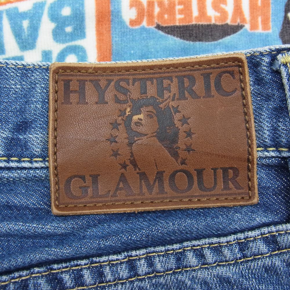 HYSTERIC GLAMOUR ヒステリックグラマー 0223AP01 バナー アイコン パッチ スタッズ デニム パンツ インディゴブルー系 30【中古】