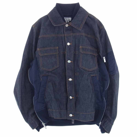 Sacai サカイ 21SS 21-0293S ×A.P.C アーペーセー BLOUSON EIMI MA-1 ドッキング デニム ジャケット S【中古】