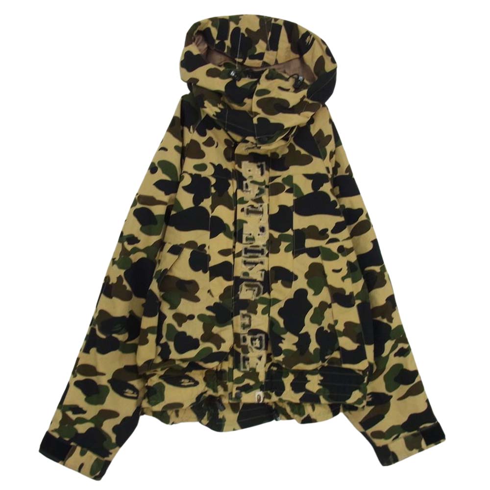 A BATHING APE アベイシングエイプ 1st CAMO SNOW BOARD JACKET カモ スノーボード ジャケット ショート マウンテン パーカー カーキ系 サイズ表記無【中古】