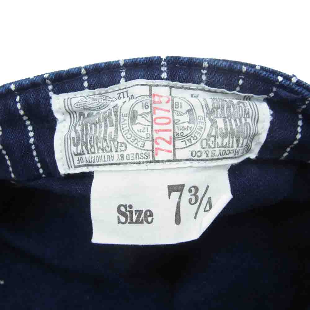 The REAL McCOY'S ザリアルマッコイズ 8HU INDIGO WABASH STRIPE WORK CAP ウォバッシュ ストライプ ワーク キャップ  インディゴブルー系 7 3/4【中古】