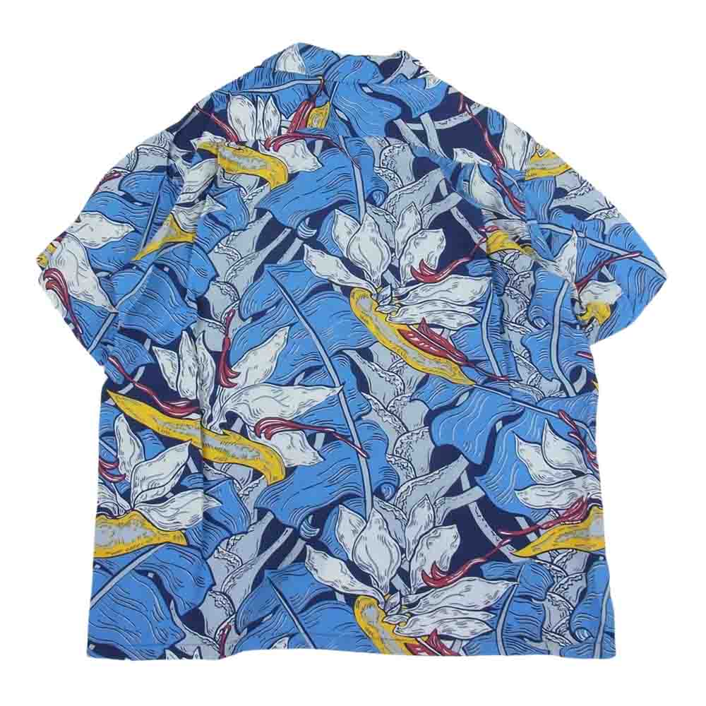 SUN SURF サンサーフ SS38809 RAYON HAWAIIAN SHIRT HAWAIIAN GARDEN 和柄 アロハ ハワイアン シャツ ブルー系 L【中古】