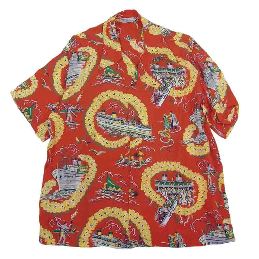 SUN SURF サンサーフ SS38681 SPECIAL EDITION MATSON LINE KILOHANA スペシャル マトソンライン 洋柄 アロハ ハワイアン シャツ レッド系 L【中古】
