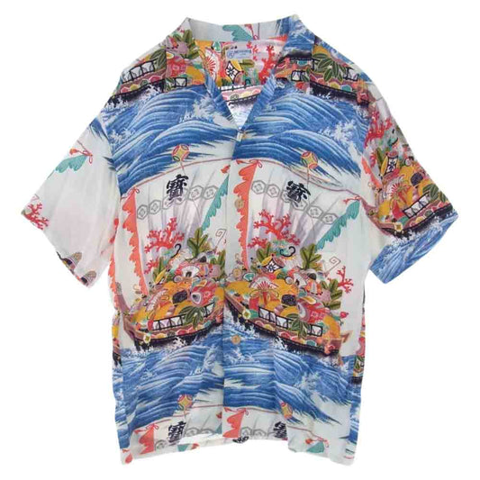 SUN SURF サンサーフ SS36654 SPECIAL EDITION MUSA-SHIYA TAKARA-BUNE スペシャル 宝船 和柄 アロハ ハワイアン シャツ L【中古】