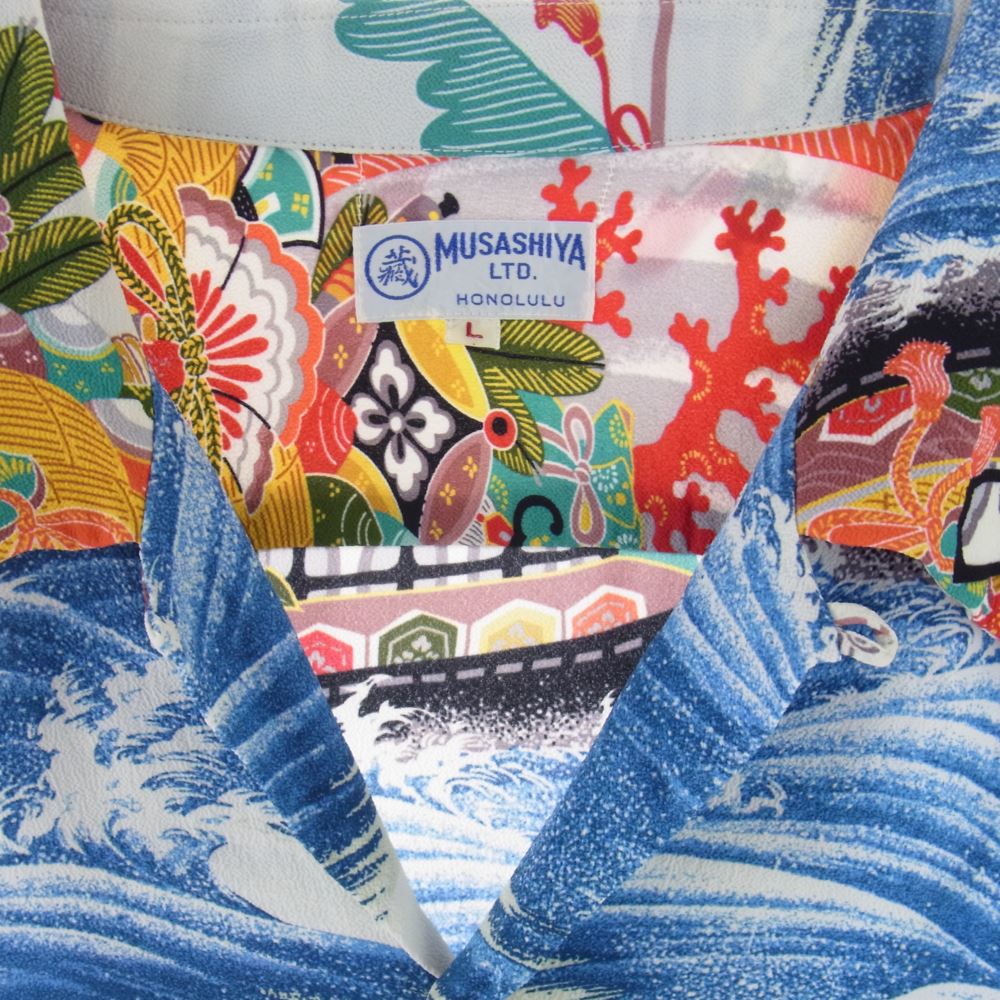 SUN SURF サンサーフ SS36654 SPECIAL EDITION MUSA-SHIYA TAKARA-BUNE スペシャル 宝船 和柄 アロハ ハワイアン シャツ L【中古】