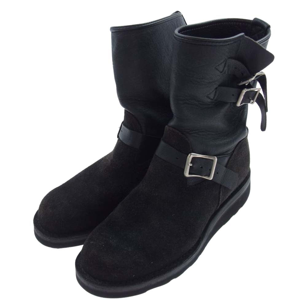 WESCO ウエスコ CUSTOM BOSS ダブルベルト スエード × ゴートスキン カスタム ボス エンジニア ブーツ ブラック系 US9E【中古】