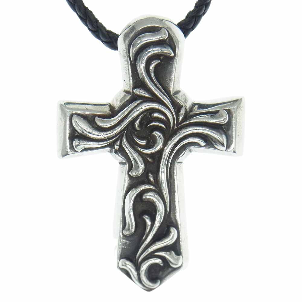 CHROME HEARTS クロムハーツ（原本無） VULCAN CROSS バルカンクロス ラージ レザーブレード シルバー ネックレス【中古】