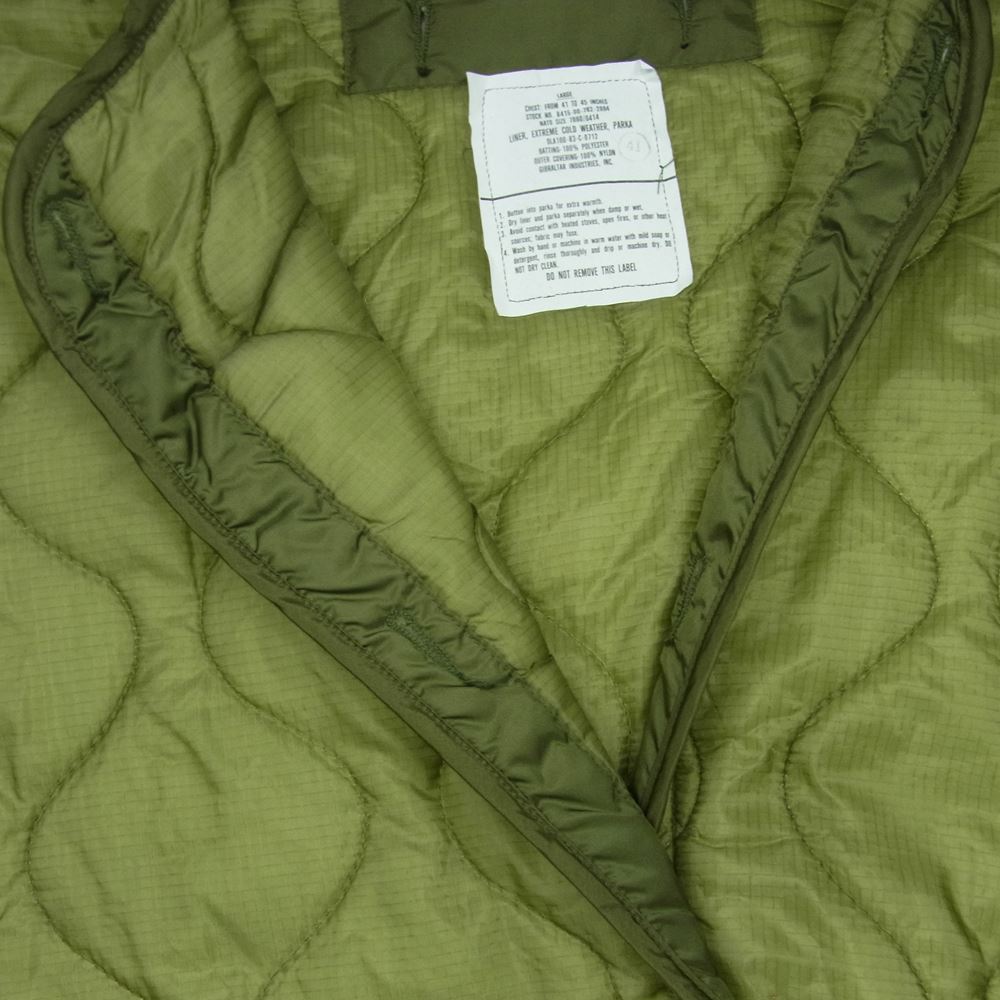 アメリカ軍 80s M65 キルティング ライナー ナイロン ミリタリー ジャケット カーキ系 L【中古】