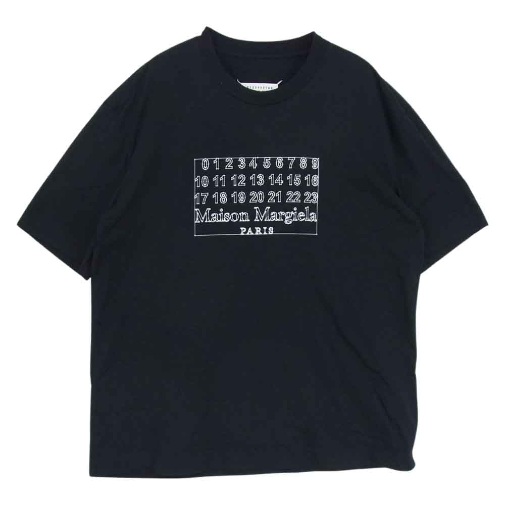 MAISON MARGIELA メゾンマルジェラ 20SS S30GC0696  国内正規品 オーバーサイズ カレンダー ロゴ 半袖 Tシャツ ブラック ブラック系 44【美品】【中古】
