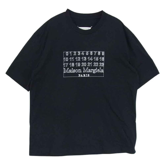 MAISON MARGIELA メゾンマルジェラ 20SS S30GC0696  国内正規品 オーバーサイズ カレンダー ロゴ 半袖 Tシャツ ブラック ブラック系 44【美品】【中古】
