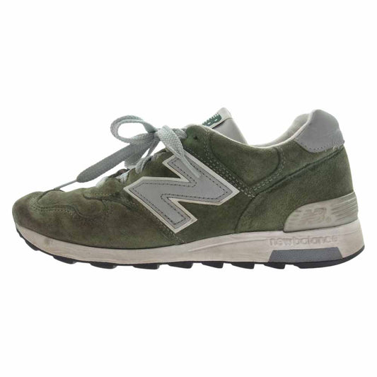 NEW BALANCE ニューバランス USA製 M1400MG GREEN SUEDE スニーカー ランニング シューズ カーキ系 25.0㎝【中古】