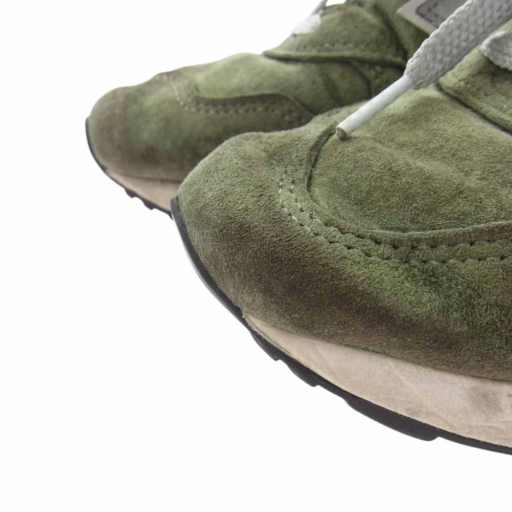 NEW BALANCE ニューバランス USA製 M1400MG GREEN SUEDE スニーカー ランニング シューズ カーキ系 25.0㎝【中古】