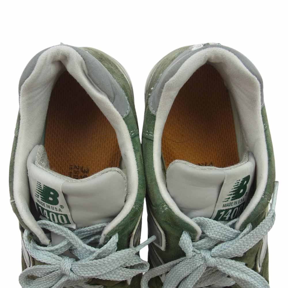 NEW BALANCE ニューバランス USA製 M1400MG GREEN SUEDE スニーカー ランニング シューズ カーキ系 25.0㎝【中古】