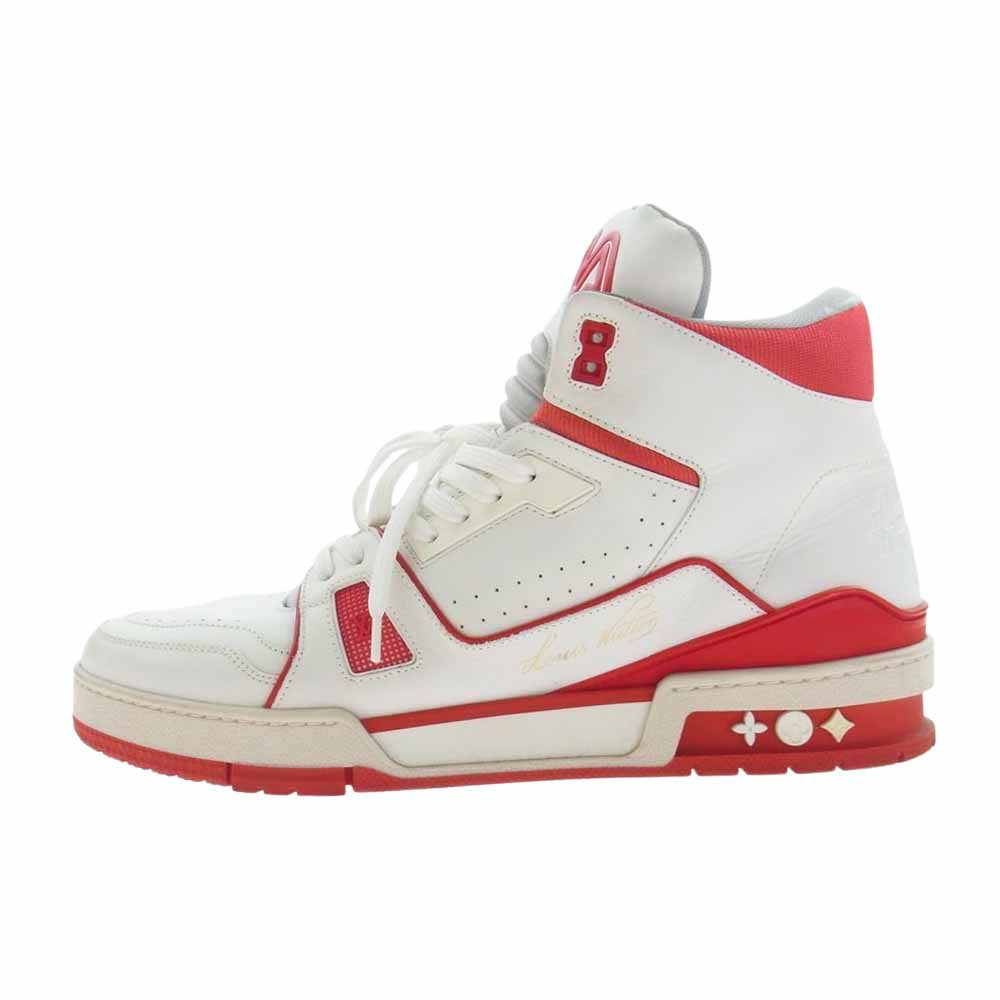 LOUIS VUITTON ルイ・ヴィトン 19SS 1A54IA LV トレイナー ライン スニーカー レザー ハイカット スニーカー ホワイト×レッド 8【中古】