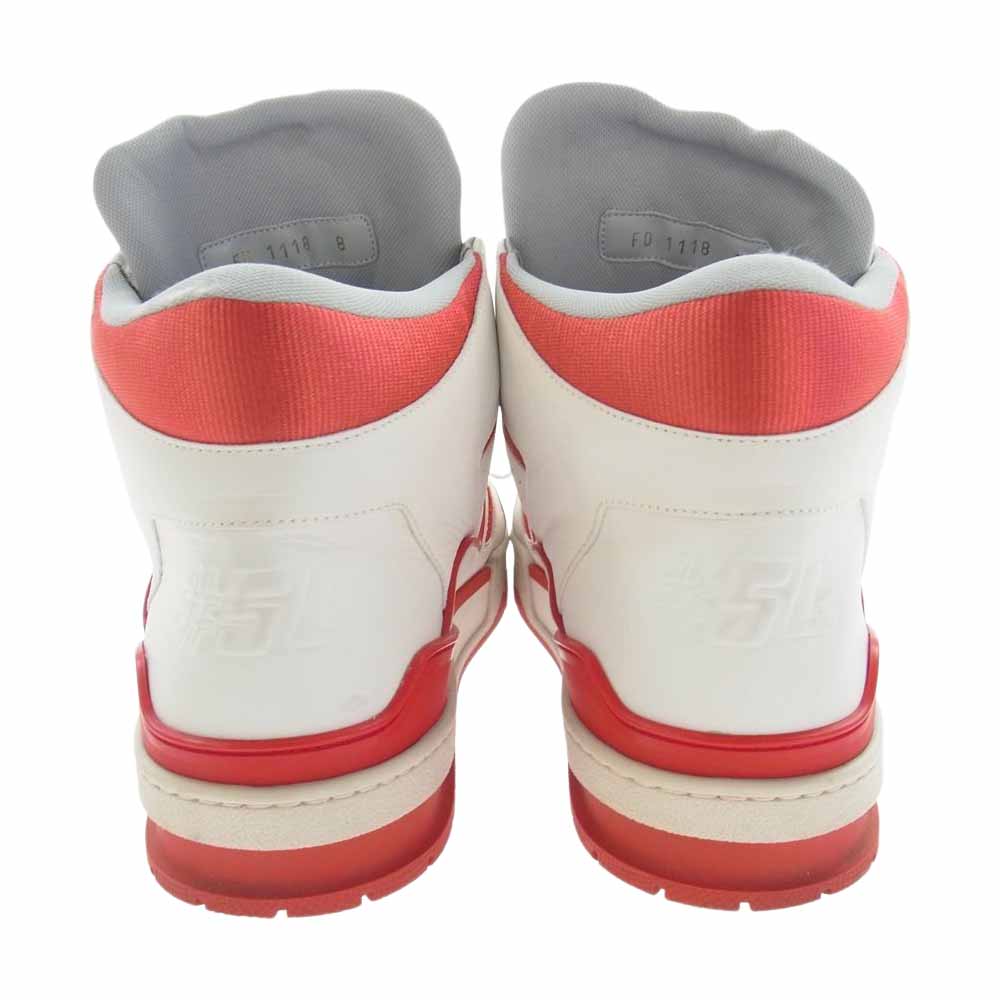 LOUIS VUITTON ルイ・ヴィトン 19SS 1A54IA LV トレイナー ライン スニーカー レザー ハイカット スニーカー ホワイト×レッド 8【中古】