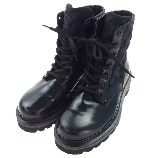 LOUIS VUITTON ルイ・ヴィトン 1A9ACN LVレンジャーライン ダミエ レザー アンクルブーツ ブラック系 8【中古】