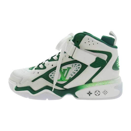 LOUIS VUITTON ルイ・ヴィトン 22AW 1AARDC LV トレイナー 2 ライン ハイカット スニーカー ホワイト×グリーン ホワイト×グリーン 8【新古品】【未使用】【中古】
