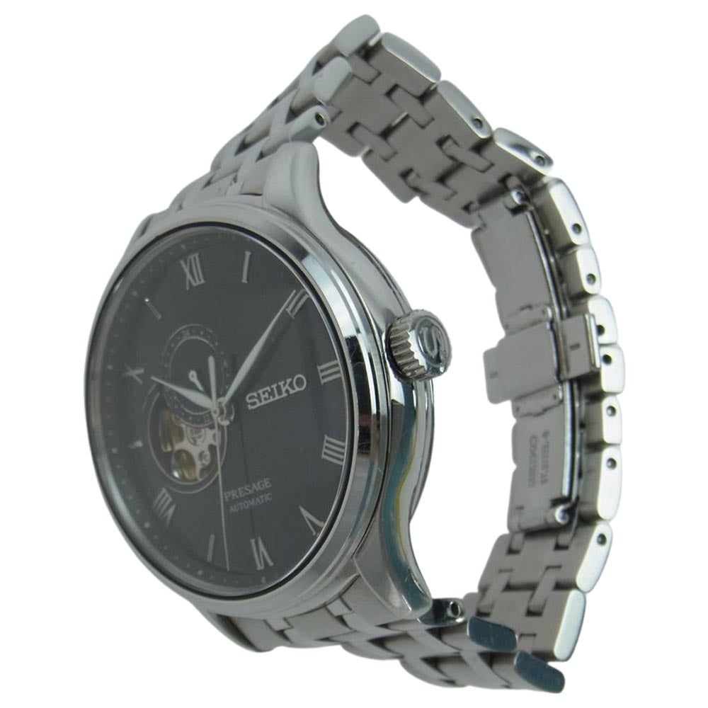 SEIKO セイコー SARY093 プレサージュ ブラック文字盤 裏スケ 自動巻き 腕時計 ウォッチ シルバー系【中古】