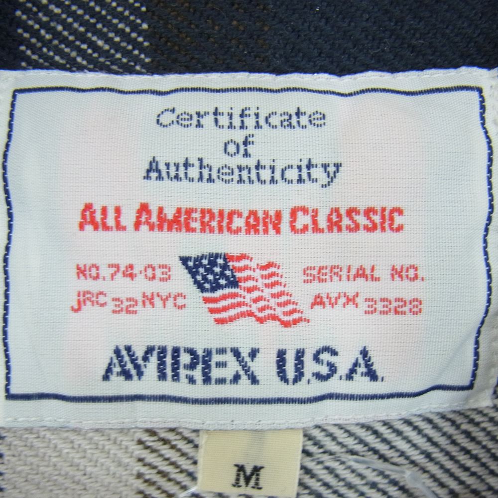 AVIREX アヴィレックス 6185142 HEAVY FLANNEL WORK SHIRT デイリー コットン フランネル チェック ワークシャツ ブルー系 ネイビー系 M【中古】