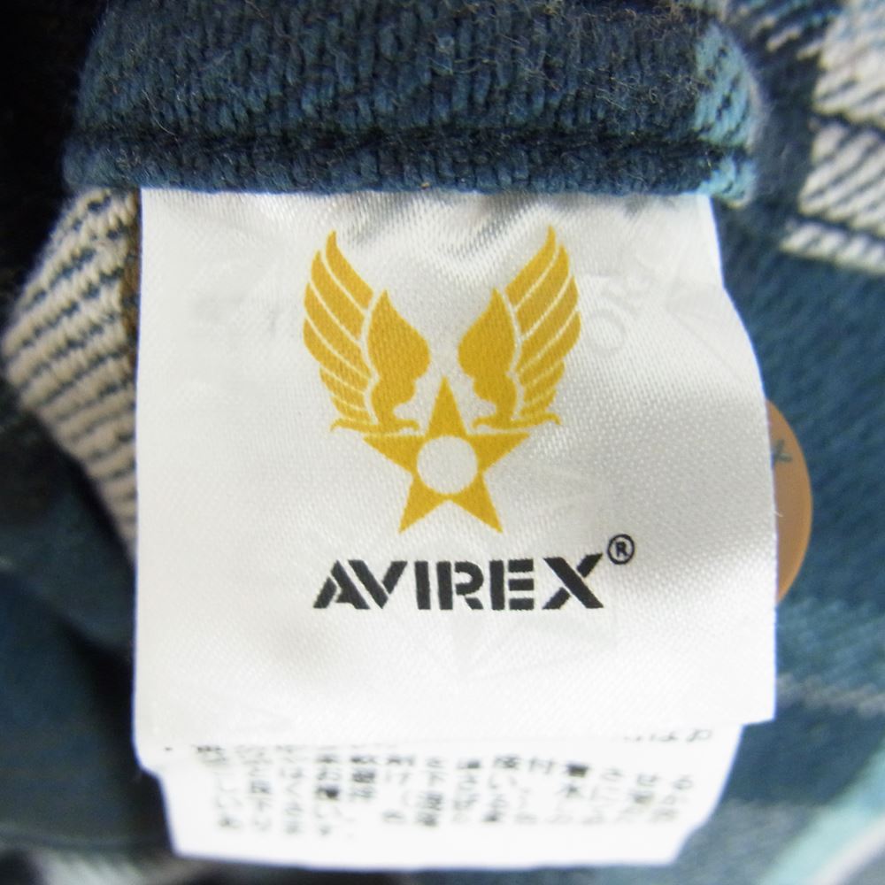 AVIREX アヴィレックス 6185142 HEAVY FLANNEL WORK SHIRT デイリー コットン フランネル チェック ワークシャツ ブルー系 ネイビー系 M【中古】