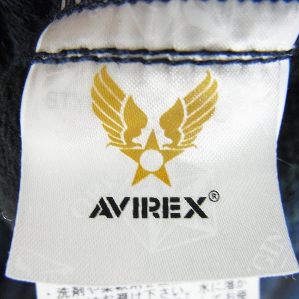 AVIREX アヴィレックス 6195140 US ARMY FLANNEL WORK SHIRT ミリタリーワッペン フランネル チェック ワークシャツ ブルー系 ブラック系 M【中古】