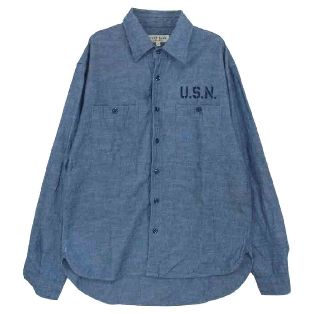 AVIREX アヴィレックス U.S.N US NAVY TYPE BLUE  アメリカ海軍 デニム シャンブレー 長袖 シャツ インディゴブルー系 M【中古】
