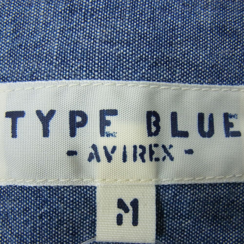 AVIREX アヴィレックス U.S.N US NAVY TYPE BLUE  アメリカ海軍 デニム シャンブレー 長袖 シャツ インディゴブルー系 M【中古】