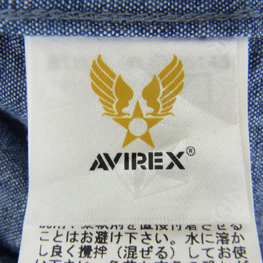 AVIREX アヴィレックス U.S.N US NAVY TYPE BLUE  アメリカ海軍 デニム シャンブレー 長袖 シャツ インディゴブルー系 M【中古】