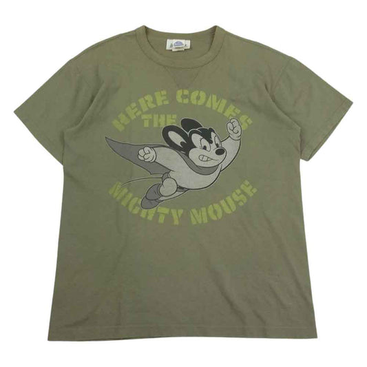 TOY'S McCOY トイズマッコイ TMC2104 HERE COMES THE MIGHTY MOUSE マイティーマウス プリント 半袖 Tシャツ カーキ系 M【中古】