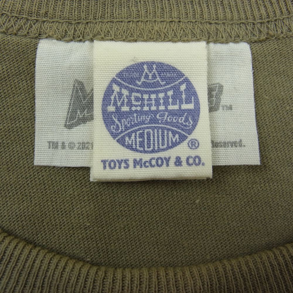 TOY'S McCOY トイズマッコイ TMC2104 HERE COMES THE MIGHTY MOUSE マイティーマウス プリント 半袖 Tシャツ カーキ系 M【中古】