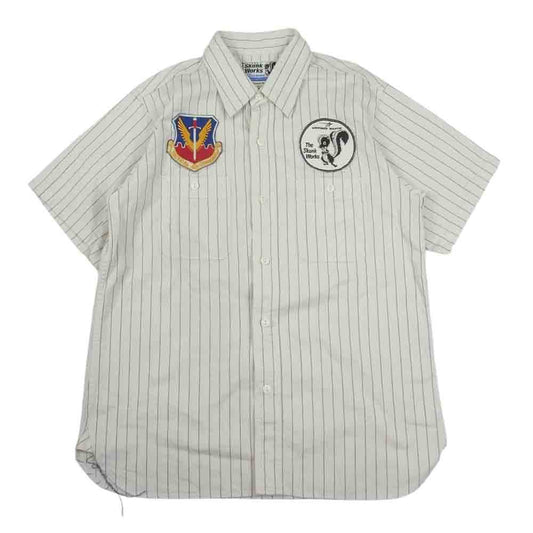 Buzz Rickson's バズリクソンズ SKUNK WORKS スカンクワークス ストライプ パッチ S/S 半袖 ワークシャツ オフホワイト系 M【中古】