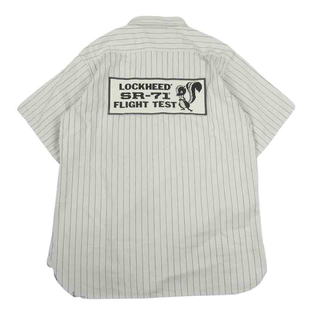 Buzz Rickson's バズリクソンズ SKUNK WORKS スカンクワークス ストライプ パッチ S/S 半袖 ワークシャツ オフホワイト系 M【中古】