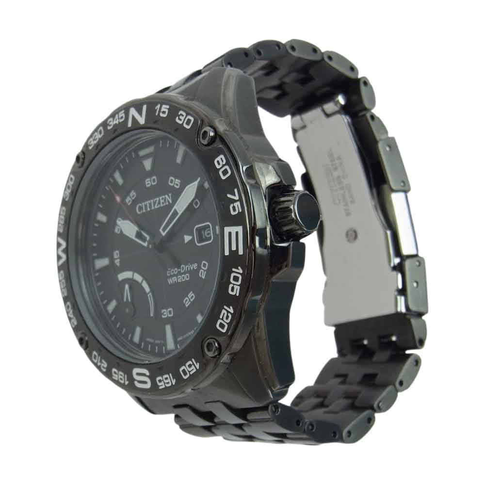CITIZEN シチズン AW7047-54H 海外限定 PRT ECO DRIVE Stainless Steel Band エコドライブ パワーリザーブ ステンレススチール ウォッチ 腕時計 メタルブラック系【中古】
