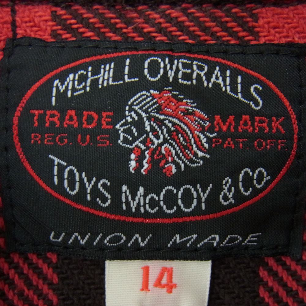 TOY'S McCOY トイズマッコイ TMS1809 McHILL OVERALLS マックヒルオーバーオール Barranca Airways バッファローチェック ネルシャツ レッド系 ブラック系 14【中古】