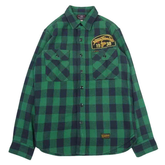 TOY'S McCOY トイズマッコイ TMS2107 McHILL OVERALLS マックヒルオーバーオール BUFFALO PLAID SHIRT JOMO 1938 バッファローチェック ネルシャツ グリーン系 14【中古】