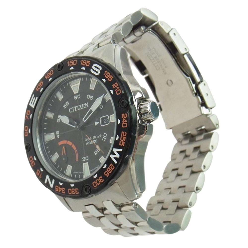 CITIZEN シチズン AW7048-51E 海外限定 ECO DRIVE エコドライブ パワーリザーブ シルバートーン ウォッチ 腕時計 シルバー系 ブラック系【中古】