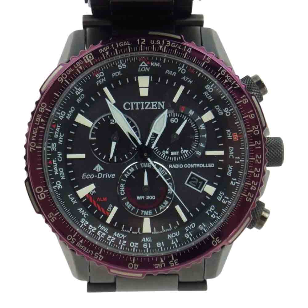 CITIZEN シチズン E660-A17W209 PROMASTER プロマスター スカイ エコドライブ 電波ソーラー ウォッチ 腕時計 ピンク系 メタルブラック系【中古】