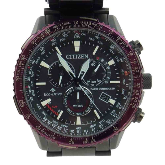 CITIZEN シチズン E660-A17W209 PROMASTER プロマスター スカイ エコドライブ 電波ソーラー ウォッチ 腕時計 ピンク系 メタルブラック系【中古】