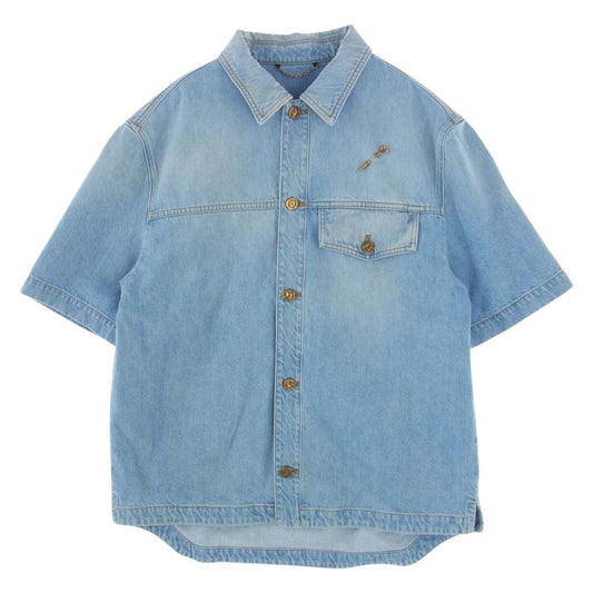 LOUIS VUITTON ルイ・ヴィトン 21ss HLS50W  DNA デニム ショートスリーブ 半袖 シャツ インディゴブルー系 L【中古】