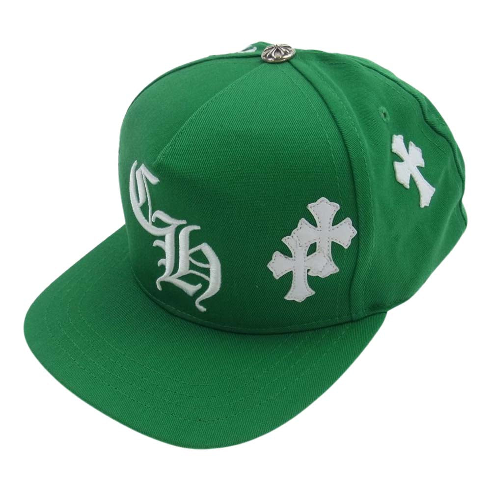 CHROME HEARTS クロムハーツ（原本無） 23SS CROSS PATCH BASEBALL HAT レザーCHクロス パッチ ベースボール キャップ グリーン系 ONE SIZE【美品】【中古】