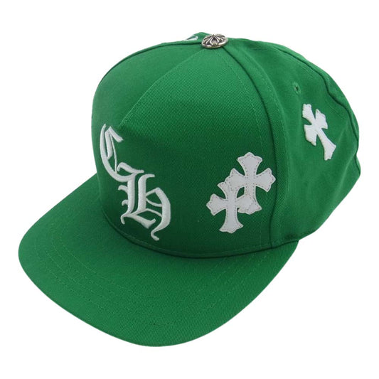 CHROME HEARTS クロムハーツ（原本無） 23SS CROSS PATCH BASEBALL HAT レザーCHクロス パッチ ベースボール キャップ グリーン系 ONE SIZE【美品】【中古】