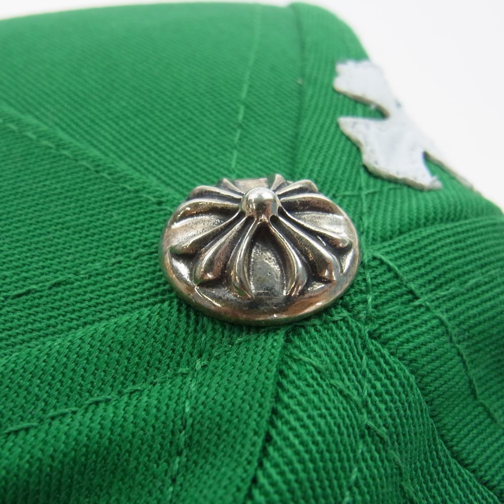 CHROME HEARTS クロムハーツ（原本無） 23SS CROSS PATCH BASEBALL HAT レザーCHクロス パッチ ベースボール キャップ グリーン系 ONE SIZE【美品】【中古】