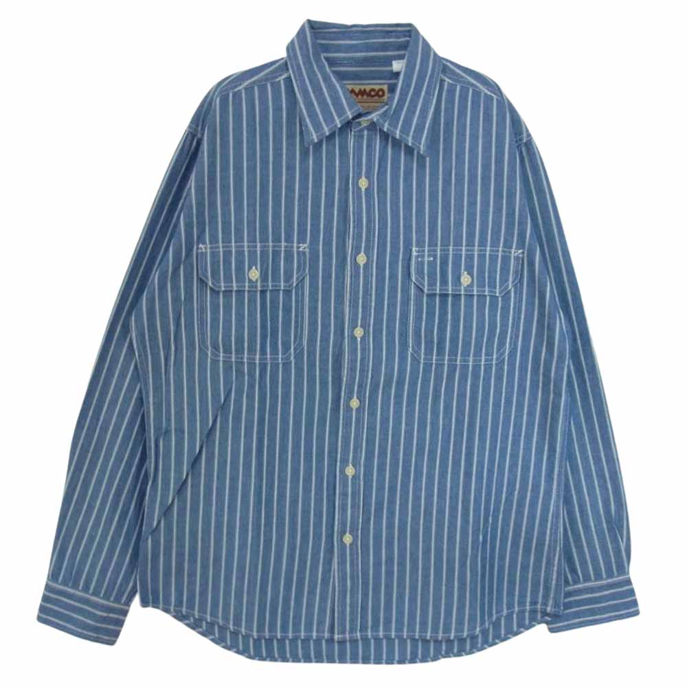 CAMCO カムコ シャンブレー ストライプ シャツ 長袖 ブルー系 L【中古】