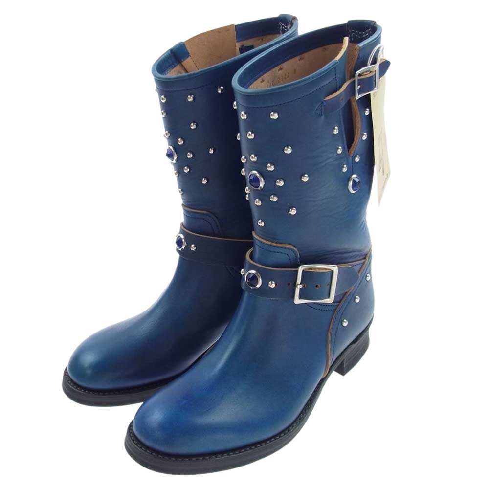 ダッパーズ LOT 1142A × 8UP Studs Engineer Boots Premium Horse Butt Leather ホース バット レザー スタッズ エンジニア ブーツ ネイビー系 US8【新古品】【未使用】【中古】