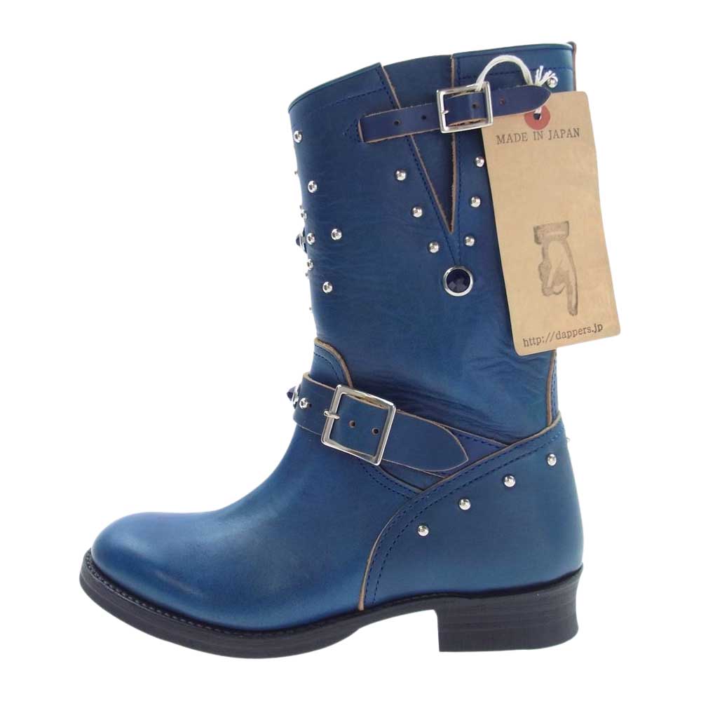 ダッパーズ LOT 1142A × 8UP Studs Engineer Boots Premium Horse Butt Leather ホース バット レザー スタッズ エンジニア ブーツ ネイビー系 US8【新古品】【未使用】【中古】