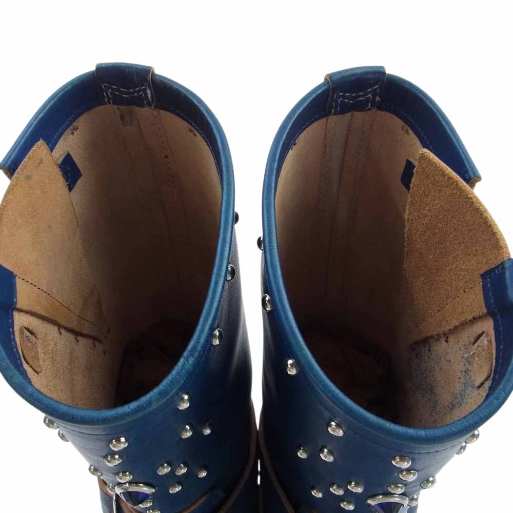 ダッパーズ LOT 1142A × 8UP Studs Engineer Boots Premium Horse Butt Leather ホース バット レザー スタッズ エンジニア ブーツ ネイビー系 US8【新古品】【未使用】【中古】