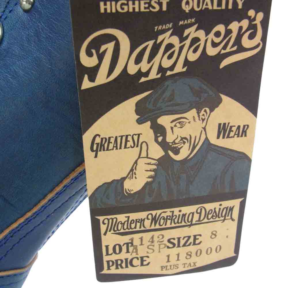 ダッパーズ LOT 1142A × 8UP Studs Engineer Boots Premium Horse Butt Leather ホース バット レザー スタッズ エンジニア ブーツ ネイビー系 US8【新古品】【未使用】【中古】