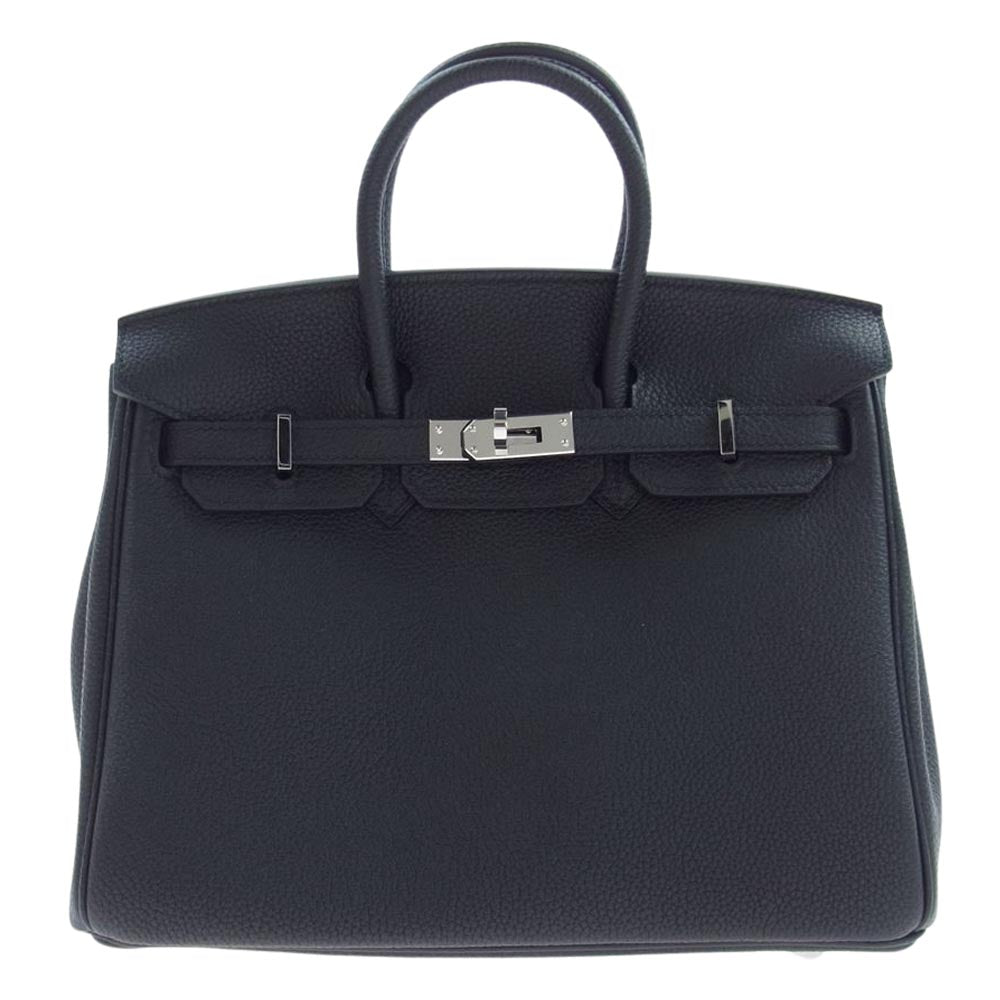 HERMES エルメス バーキン25 トゴ シルバー金具 D刻印 ハンドバッグ ブラック ブラック系【中古】