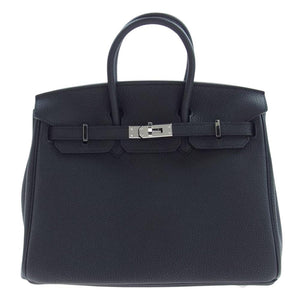 HERMES エルメス バーキン25 トゴ シルバー金具 D刻印 ハンドバッグ ブラック ブラック系【中古】