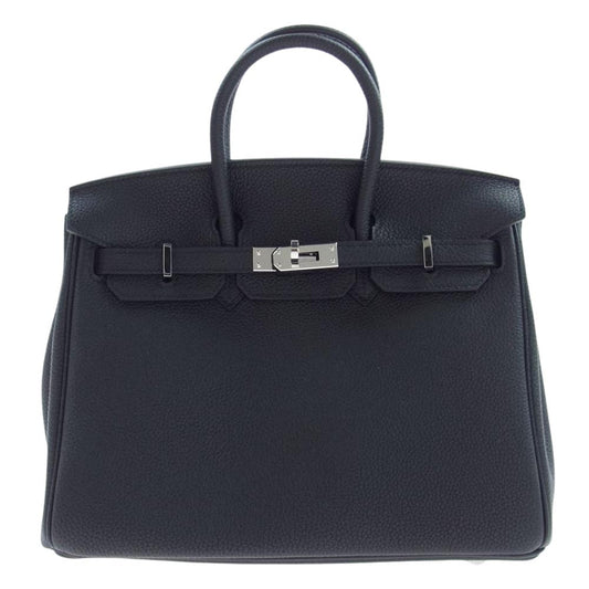 HERMES エルメス バーキン25 トゴ シルバー金具 D刻印 ハンドバッグ ブラック ブラック系【中古】