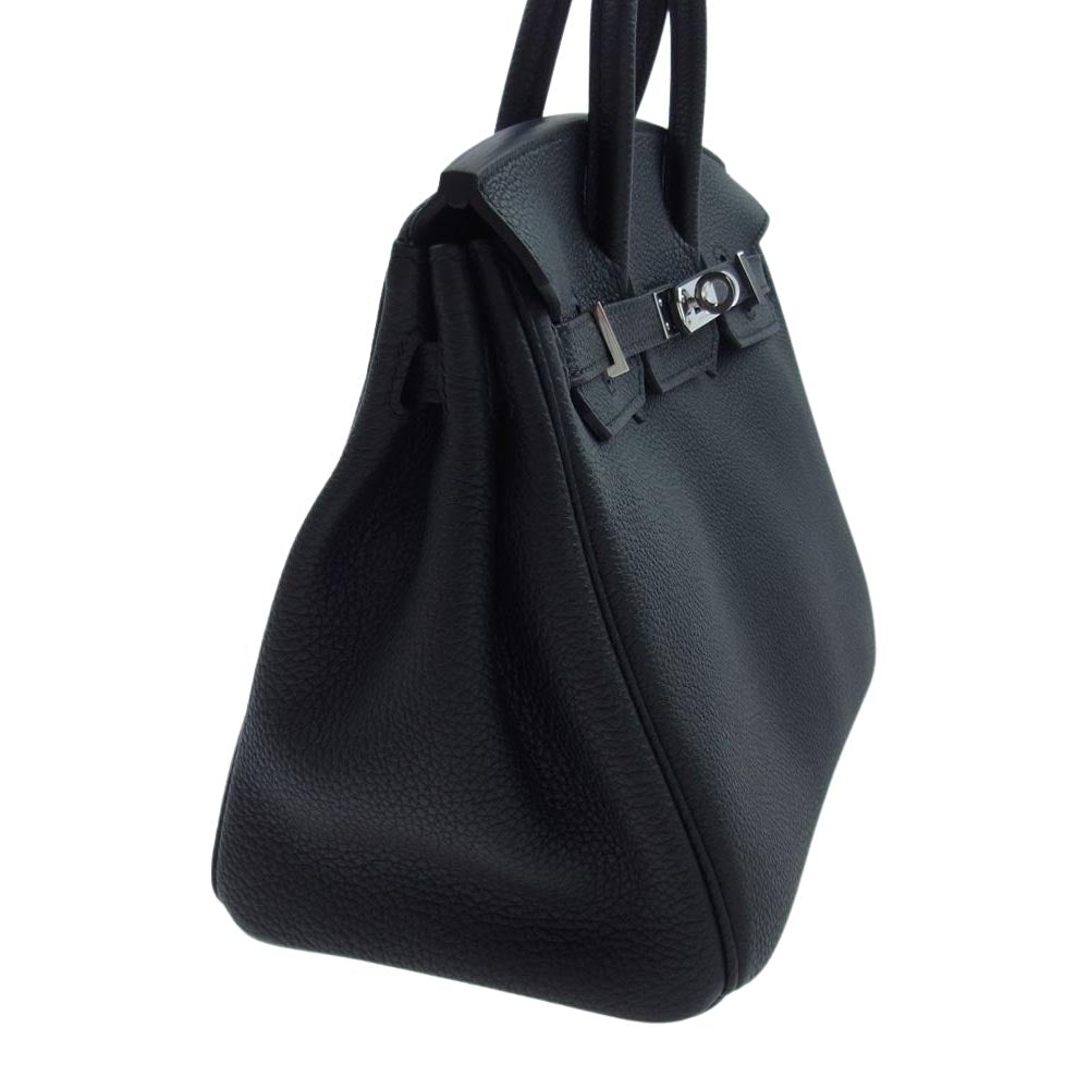 HERMES エルメス バーキン25 トゴ シルバー金具 D刻印 ハンドバッグ ブラック ブラック系【中古】